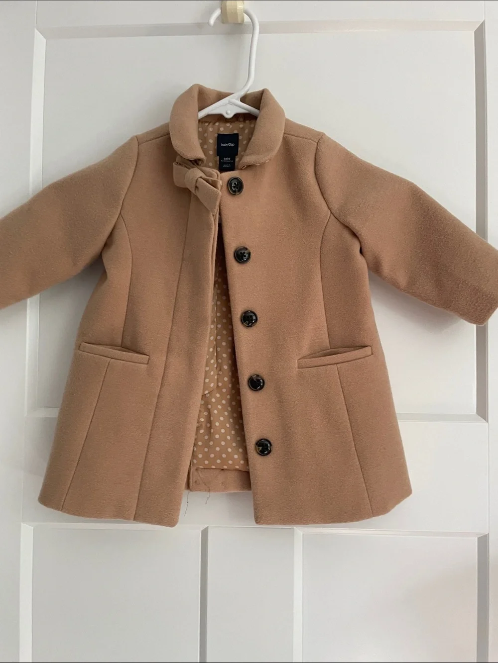 Baby Gap  Girls' Camel Bow-Trim Wool-Blend Coat